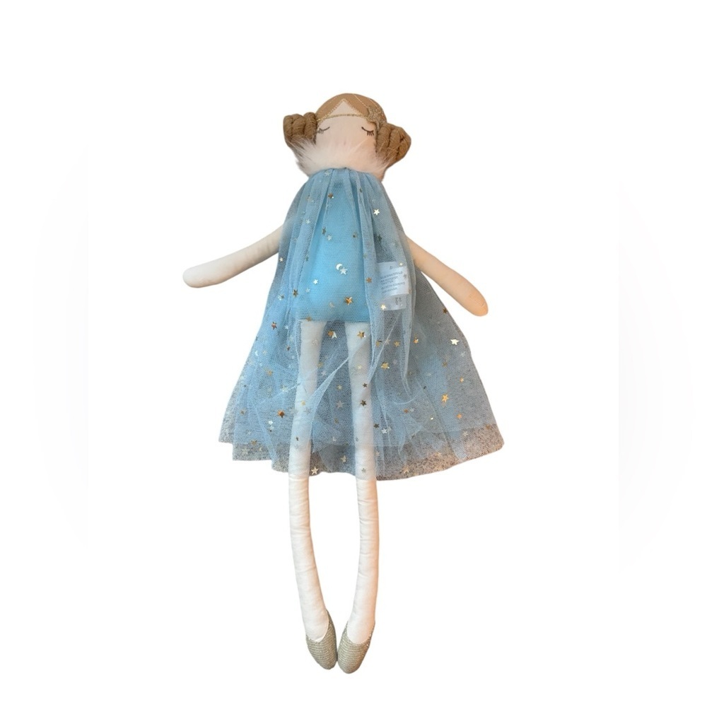 Creative Co-Op Blue Tulle Star Princess Doll with Gold Accents 19 inch - Picture 3 of 7